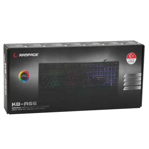 Rampage KB-R66 BUBBLE USB Gökkuşağı Aydınlatmalı QMultimedia Gaming Klavye