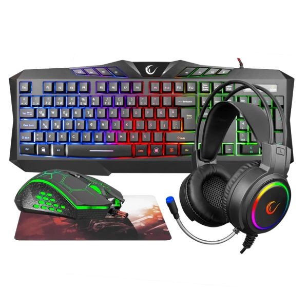 Rampage KM-404 ARGENTI Rainbow Gaming Combo Set (Klavye+Mouse+MousePad+Kulaklık)