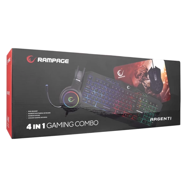 Rampage KM-404 ARGENTI Rainbow Gaming Combo Set (Klavye+Mouse+MousePad+Kulaklık)