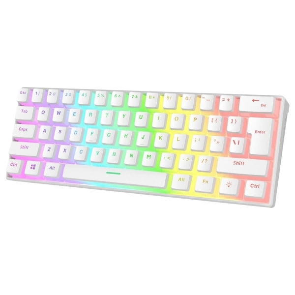 Rampage RADIANT K11 Beyaz Type-C Bağlantılı RGB Puding Tuşlu US Layout Red Switch Gaming Klavye