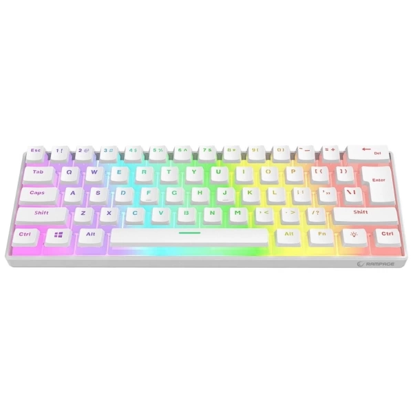 Rampage RADIANT K11 Beyaz Type-C Bağlantılı RGB Puding Tuşlu US Layout Red Switch Gaming Klavye