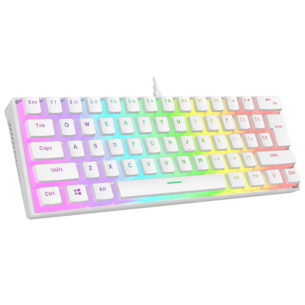 Rampage RADIANT K11 Beyaz Type-C Bağlantılı RGB Puding Tuşlu US Layout Red Switch Gaming Klavye