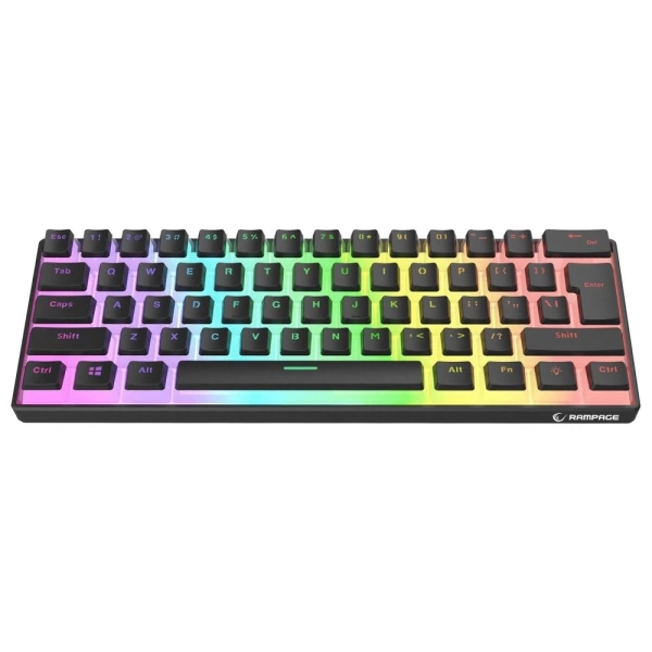 Rampage RADIANT K11 Siyah Type-C Bağlantılı RGB Puding Tuşlu US Layout Red Switch Gaming Klavye