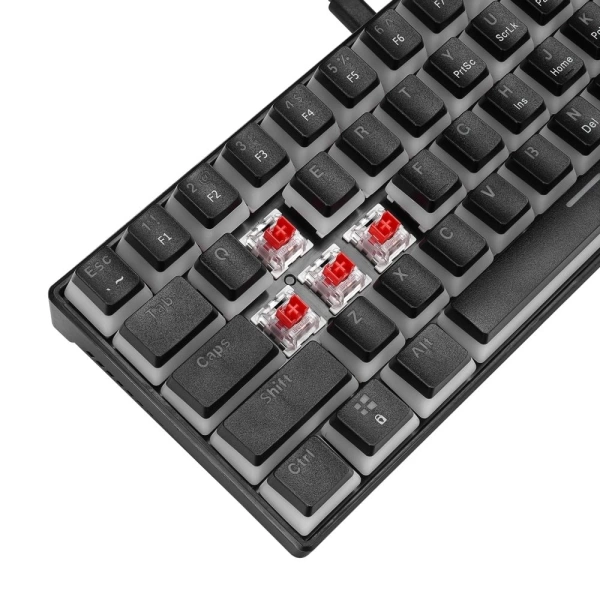 Rampage RADIANT K11 Siyah Type-C Bağlantılı RGB Puding Tuşlu US Layout Red Switch Gaming Klavye