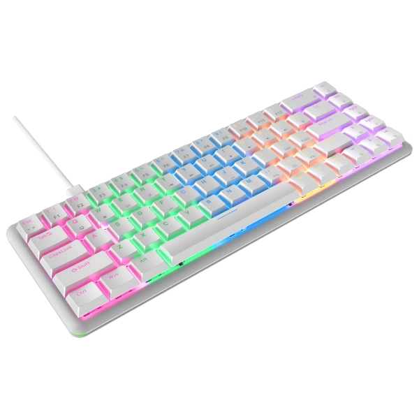 Rampage REBEL Beyaz Low Profile BLUE SWITCH  US Layout English Rainbow Mekanik Gaming Klavye