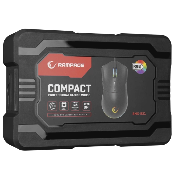 Rampage SMX-R21 COMPACT Usb Siyah RGB 7200dpi / 1000hz Gaming Oyuncu Mouse