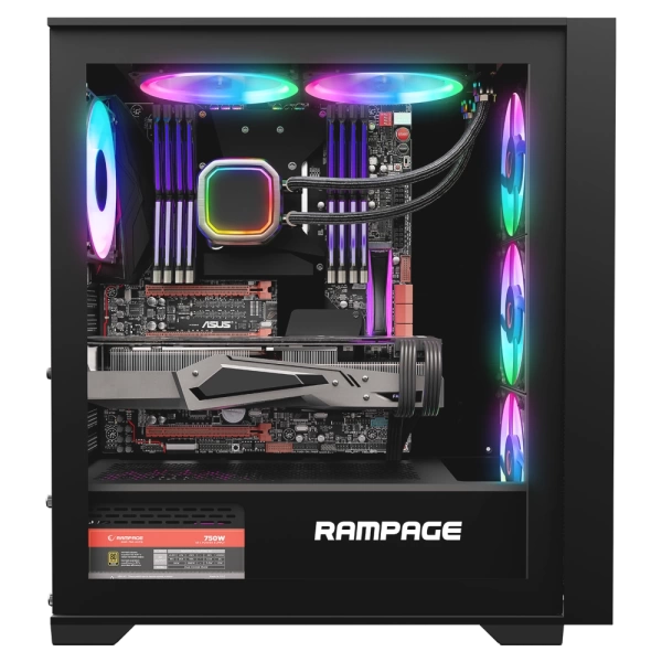 Rampage VOYAGER 750W 80+ BRONZE Siyah 4*RGB Fan ATX Mid-T Gaming Oyuncu Kasası