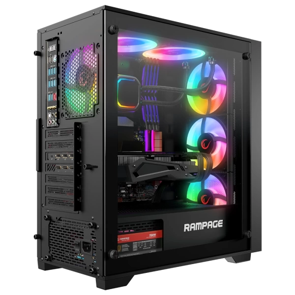 Rampage VOYAGER 750W 80+ BRONZE Siyah 4*RGB Fan ATX Mid-T Gaming Oyuncu Kasası