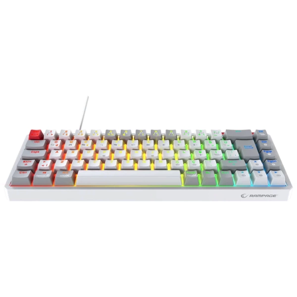 Rampage Yoru Mini RGB Red Switch Mekanik Beyaz/Gri Type-C Kablolu Gaming Klavye