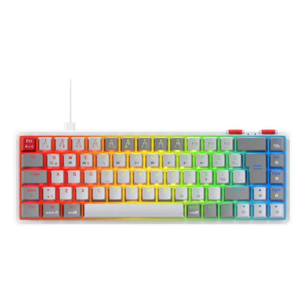 Rampage Yoru Mini RGB Red Switch Mekanik Beyaz/Gri Type-C Kablolu Gaming Klavye