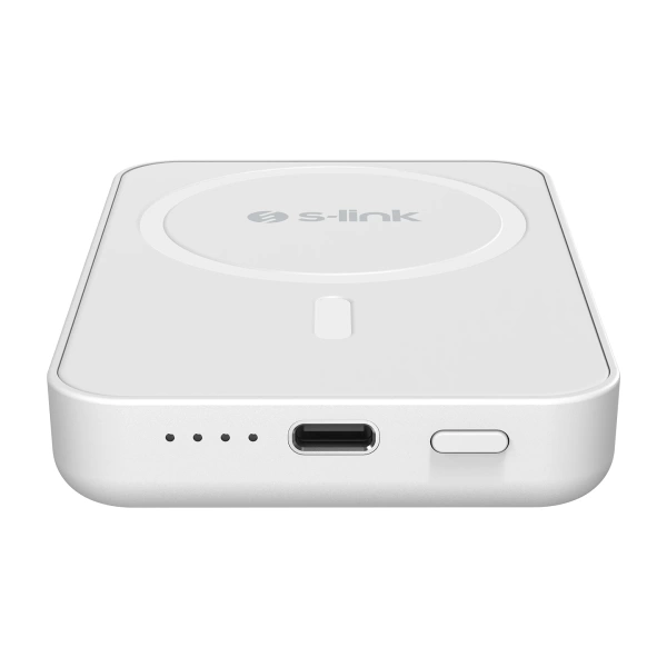 S-link M5 5000mAh PD20W Magsafe 15W Kablosuz Type-C Beyaz Powerbank