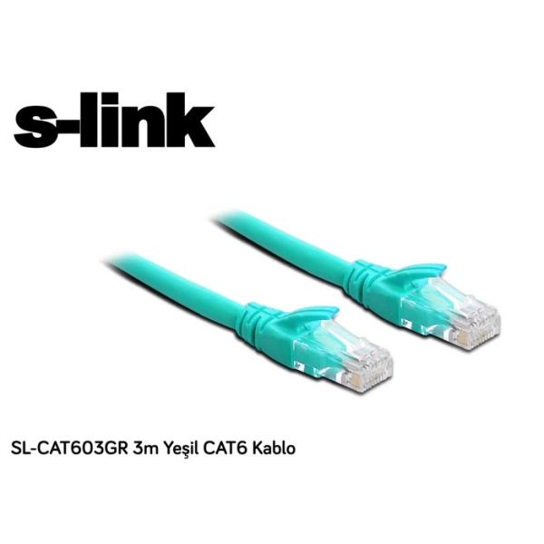 S-link SL-CAT603GR 3m Yeşil CAT6 Kablo CAT6 Kablo