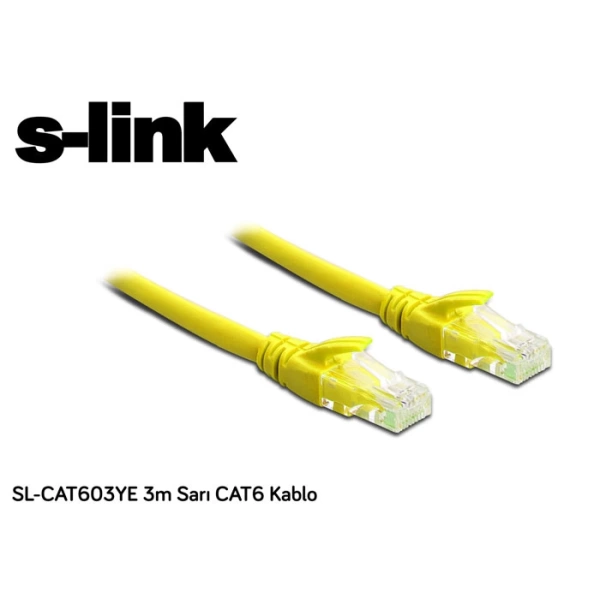 S-link SL-CAT603YE 3mı Sarı CAT6 Kablo CAT6 Kablo