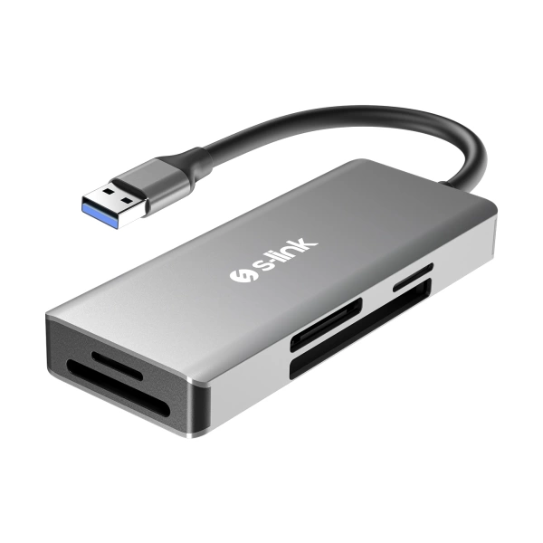 S-link SL-CR51 TypeC ve USB3.0 CF, SD, M2, MicroSD SD, MS 5 in 1 Metal Kart Okuyucu