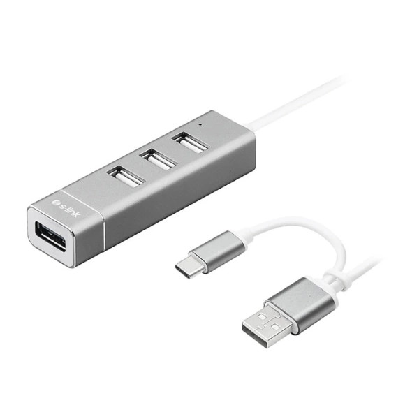 S-link Swapp SW-U220 4 Port Type-C & USB 2.0 Gri Usb Hub