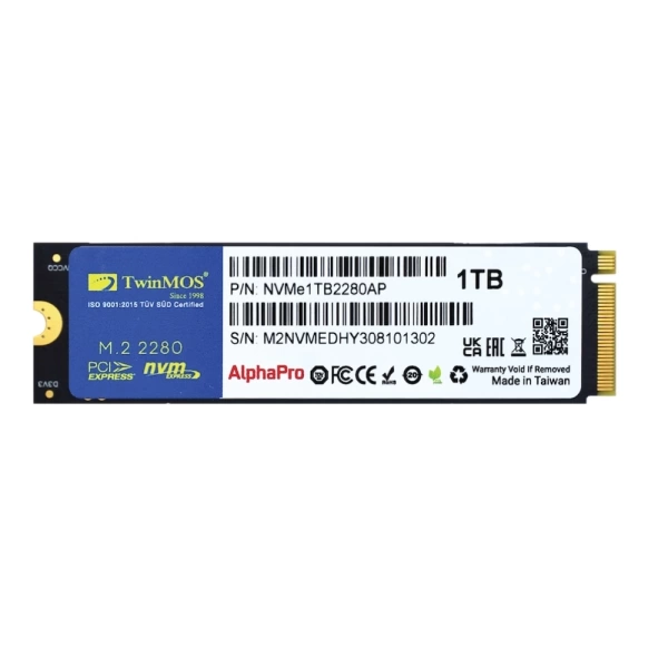 TwinMOS 1TB NVMe Gen3 Okuma 3600MB-Yazma 3250MB M.2 SSD