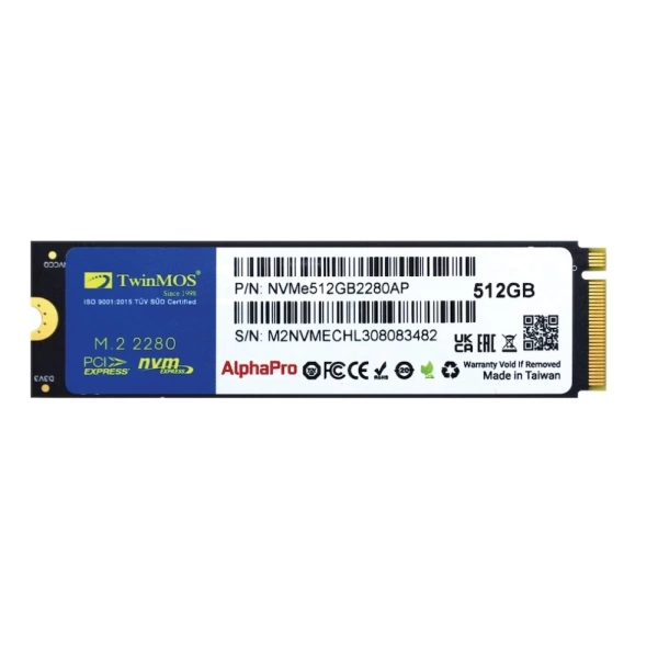 TwinMOS 512GB NVMe Gen3 Okuma 3600MB-Yazma 3250MB M.2 SSD