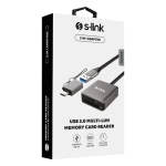 S-link SL-CR21 TypeC ve USB3.0 SD/Micro SD 110M/S Hızlı 2 in 1 Metal Kart Okuyucu