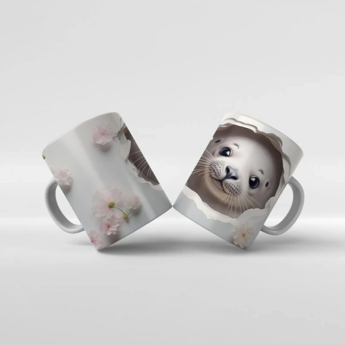 Baskılı Kupa Bardak Denizaltı Fok Balığı - 07