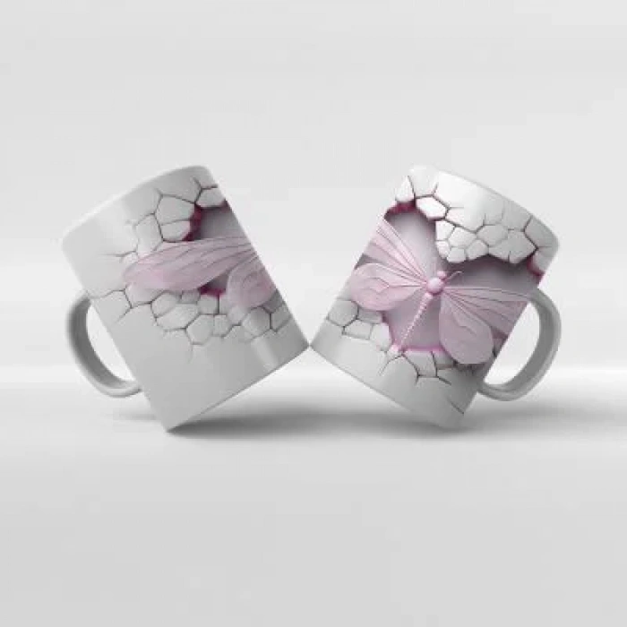 Baskılı Kupa Bardak Kelebek Hayvan Temaları - 24