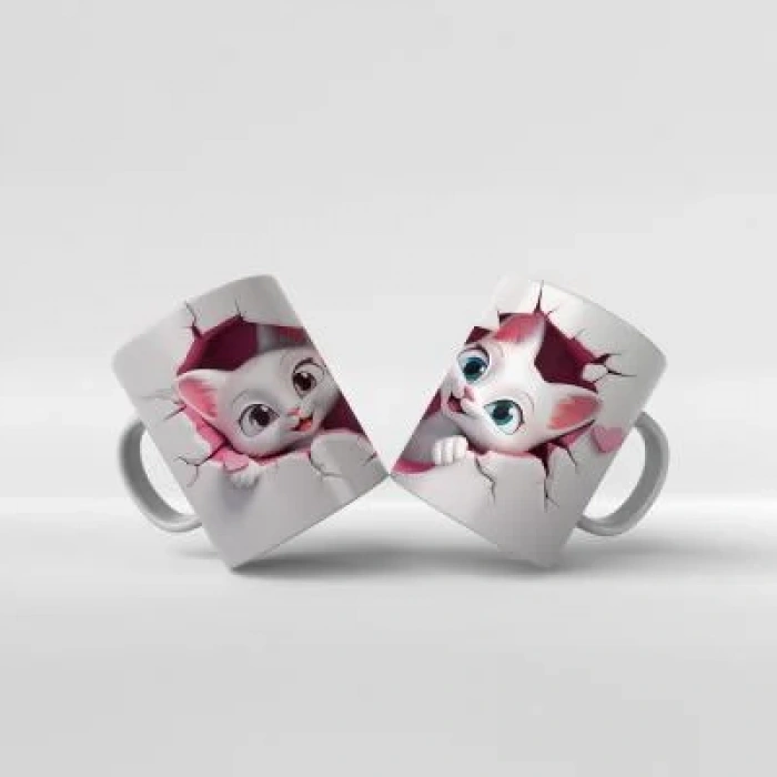 Baskılı Kupa Bardak Sevimli Kedi - 1