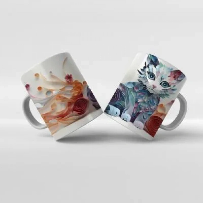 Baskılı Kupa Bardak Sevimli Kedi - 10