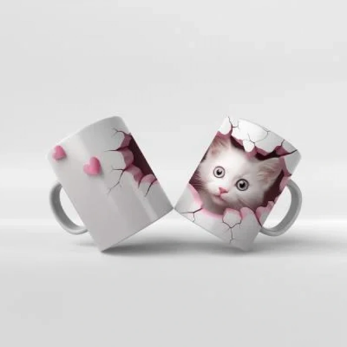 Baskılı Kupa Bardak Sevimli Kedi - 12