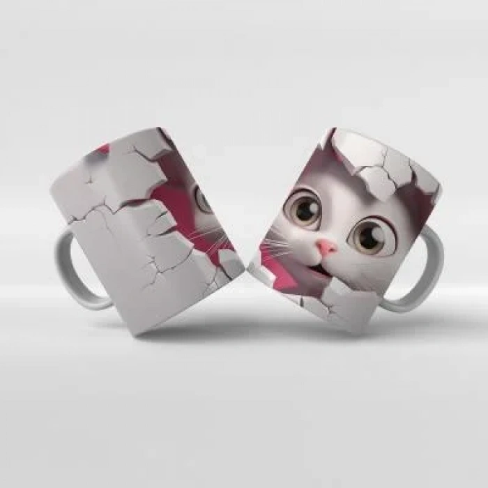 Baskılı Kupa Bardak Sevimli Kedi - 14