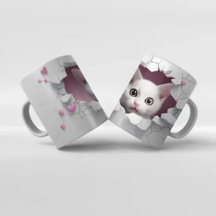 Baskılı Kupa Bardak Sevimli Kedi - 16