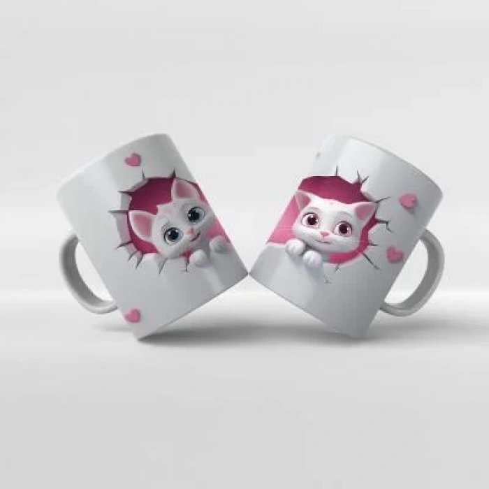 Baskılı Kupa Bardak Sevimli Kedi - 19