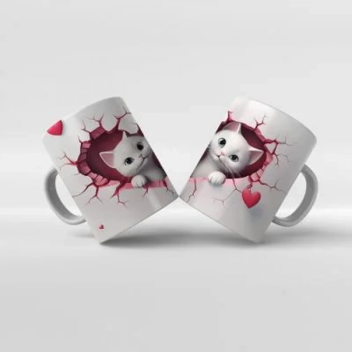 Baskılı Kupa Bardak Sevimli Kedi - 20