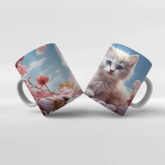 Baskılı Kupa Bardak Sevimli Kedi - 4