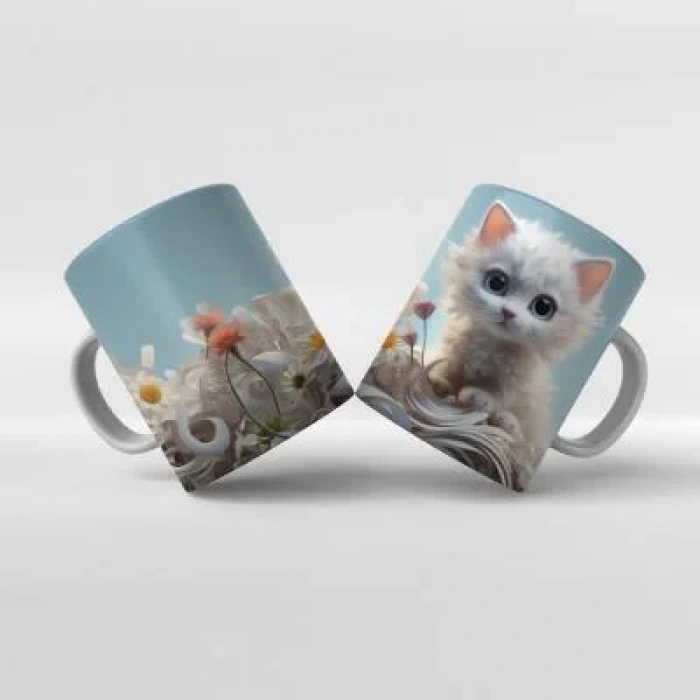 Baskılı Kupa Bardak Sevimli Kedi - 5