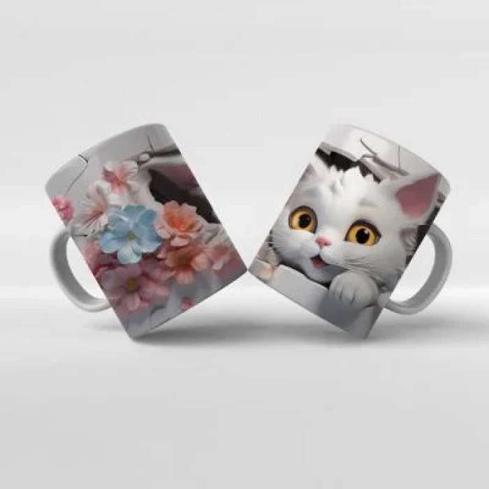 Baskılı Kupa Bardak Sevimli Kedi - 6