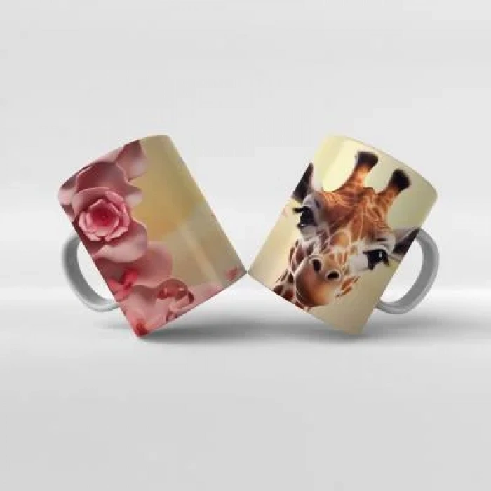 Baskılı Kupa Bardak Zürafa Hayvan Temaları - 23