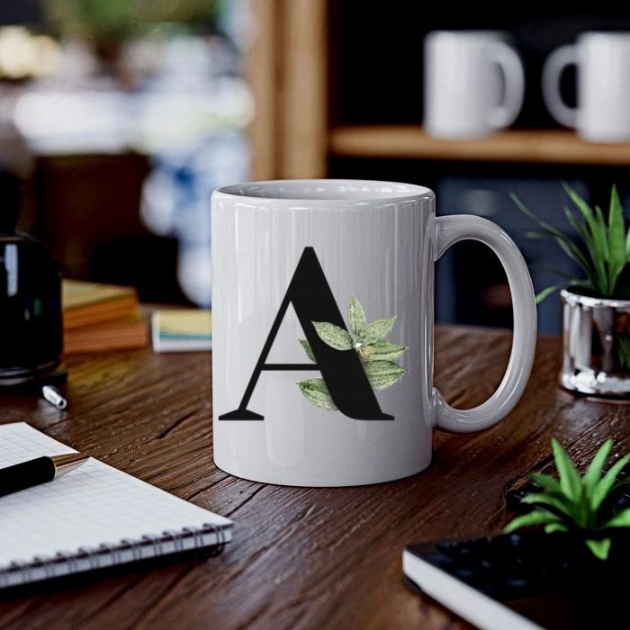 Botanik A Harfli Baskılı Kupa Bardak