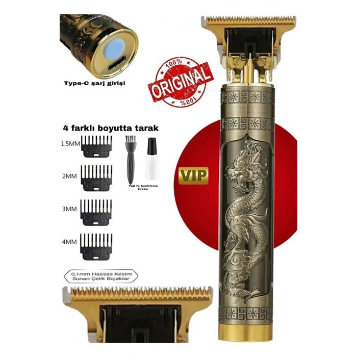 Dragon Çelik Kasa Profesyonel Saç Sakal Ense Çizim Tüm Vücut Tüyü Lazer Öncesi Tıraş Makinesi