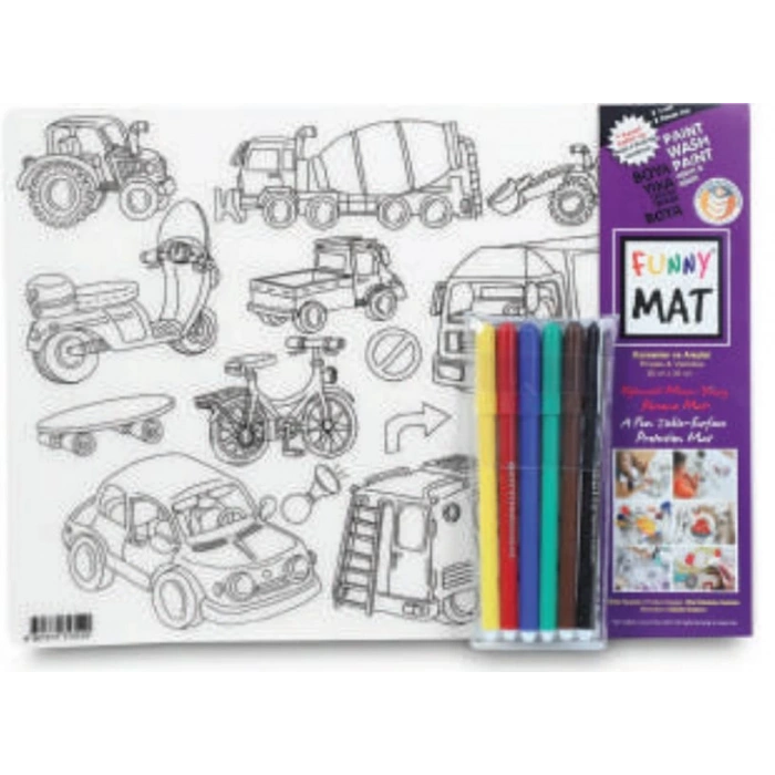 Funny Mat - Korsanlar Ve Araçlar 6Lı Kalem Hediyeli 25 x 35 cm