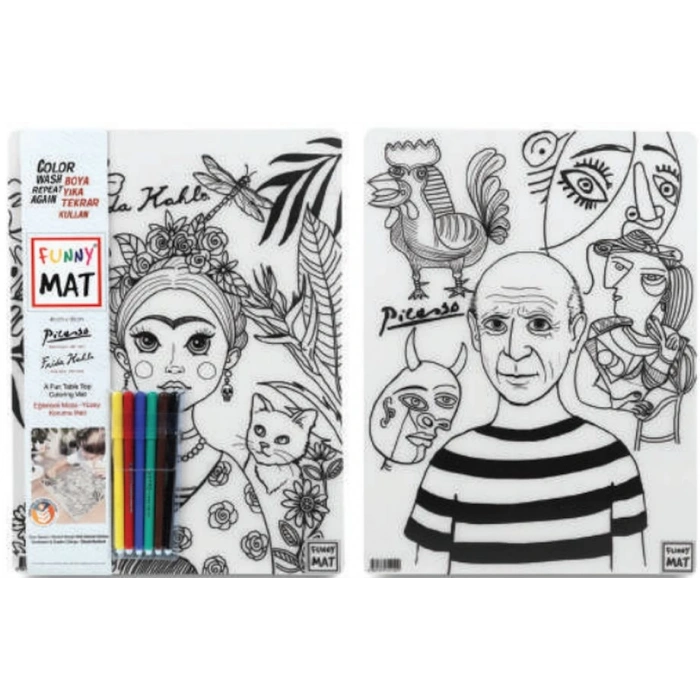 Funny Mat - Pablo Pıcasso Ve Frıda Kahlo 6Lı Kalem Hediyeli 30 x 40 cm