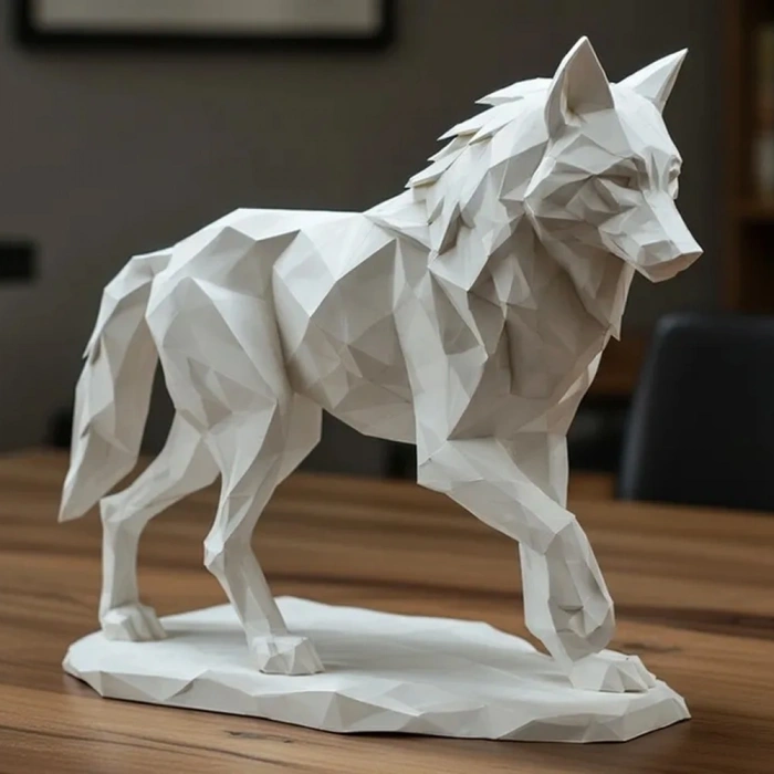 Low Poly Kurt Figürü | 3D Baskı Dekoratif Heykel