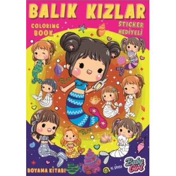 Balık Kızlar Boyama Kitabı Popsticker