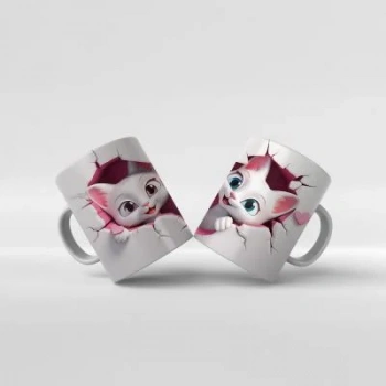 Baskılı Kupa Bardak Sevimli Kedi - 1