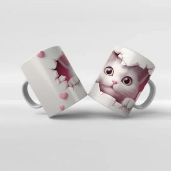 Baskılı Kupa Bardak Sevimli Kedi - 11