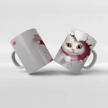 Baskılı Kupa Bardak Sevimli Kedi - 15