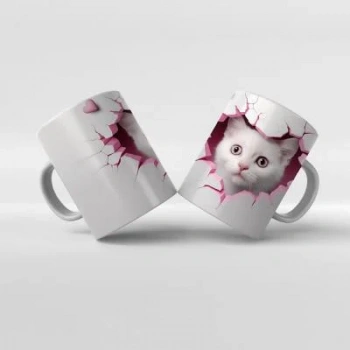 Baskılı Kupa Bardak Sevimli Kedi - 17