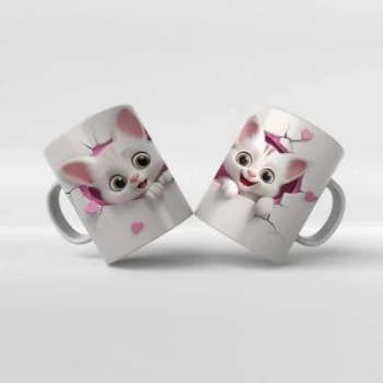 Baskılı Kupa Bardak Sevimli Kedi - 18