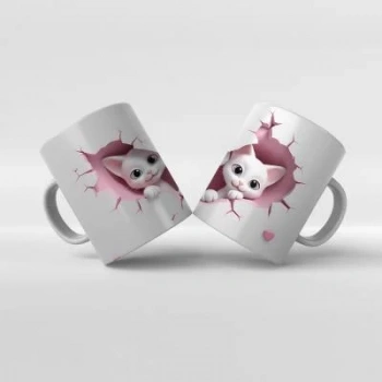 Baskılı Kupa Bardak Sevimli Kedi - 21