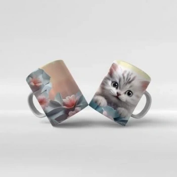Baskılı Kupa Bardak Sevimli Kedi - 3