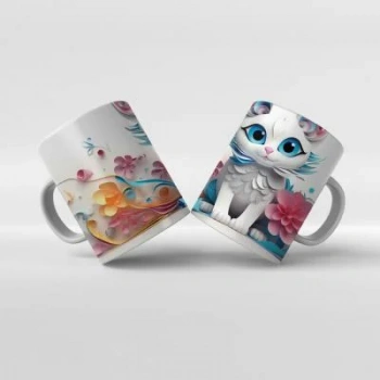 Baskılı Kupa Bardak Sevimli Kedi - 7