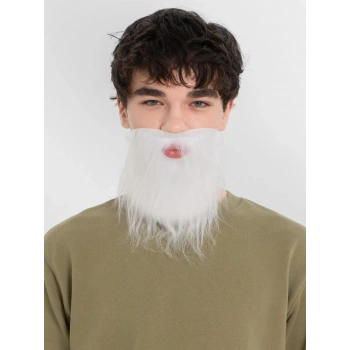 Beyaz Kırçıllı Arkadan Lastikli Beyaz Takma Sakal Yetişkin Çocuk Uyumlu